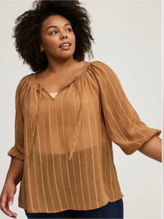 torrid Tops - Torrid Striped Sheer Raglan Blouse Size 2X - NWT!